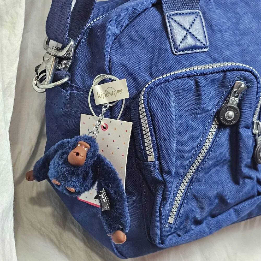Kipling Blue Bag Monkey Lightweight Nylon New with tags MSRP $114 - Picture 4 of 9